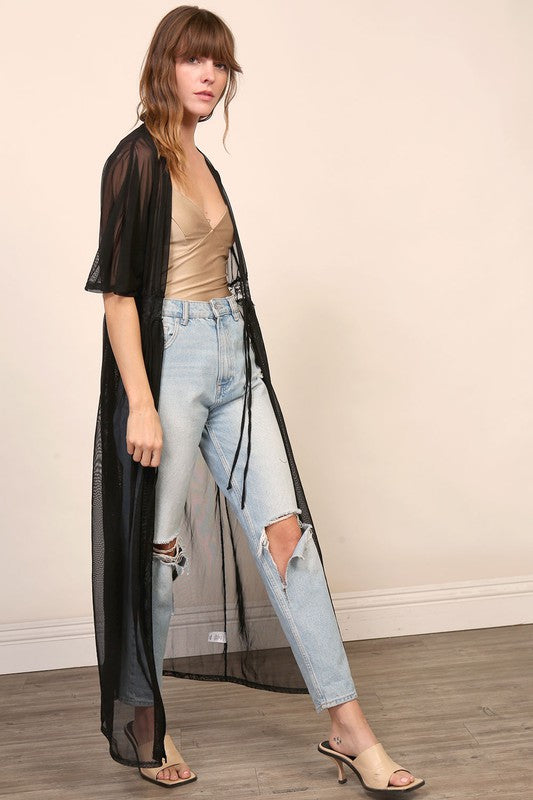Boho festival mesh maxi kimono