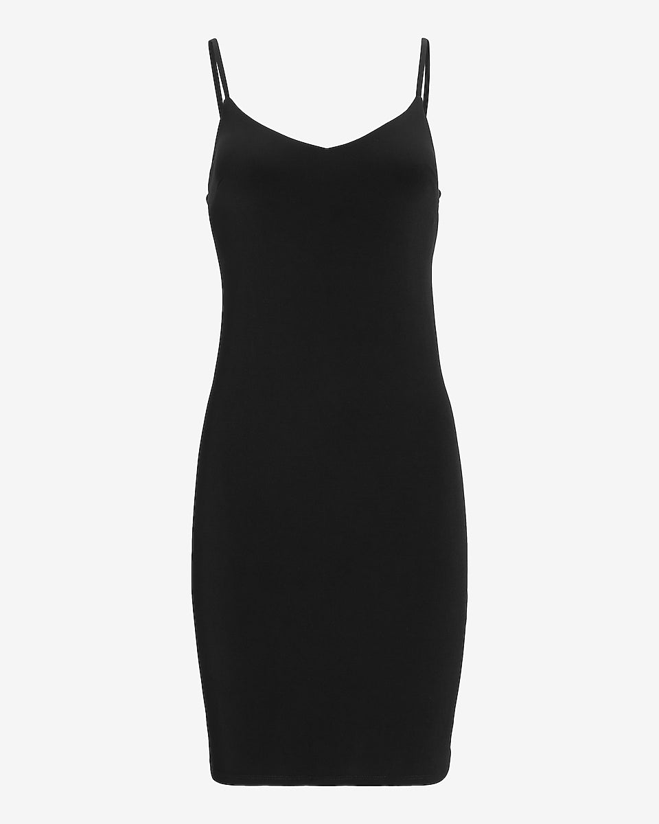 V-Neck Knit Mini Slip Dress