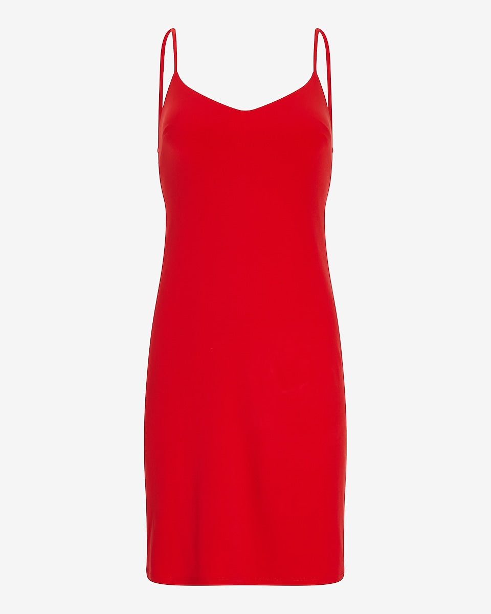 V-Neck Knit Mini Slip Dress