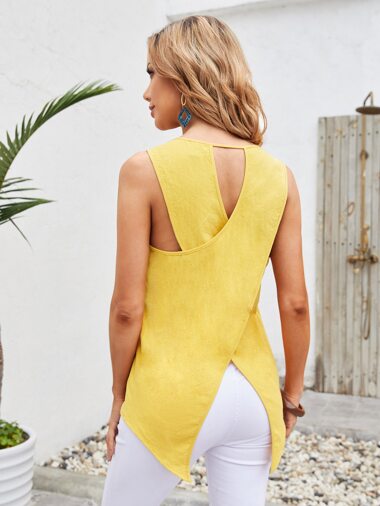 Cross Wrap Back Asymmetrical Hem