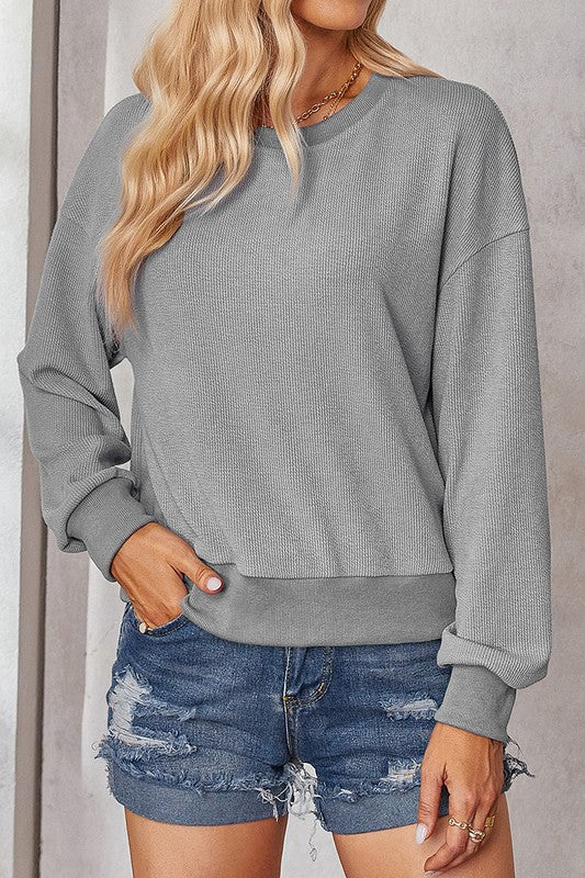 Crew Neck Purl-Knitted Relaxed Fit