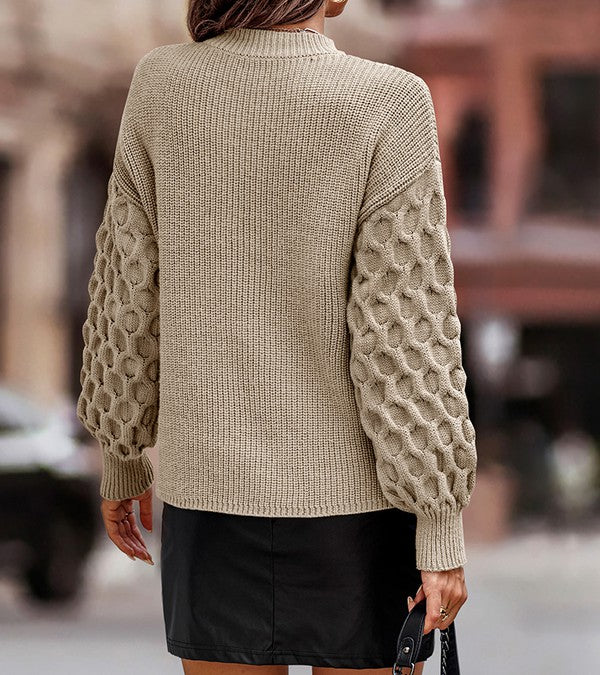 Thick Knit Cross Sleeves Sweater