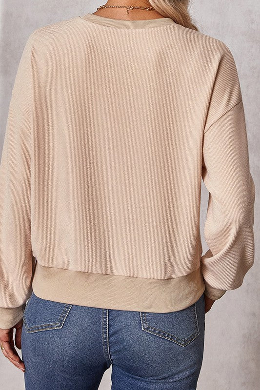Crew Neck Purl-Knitted Relaxed Fit