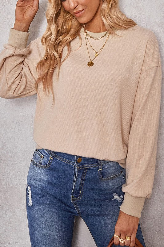 Crew Neck Purl-Knitted Relaxed Fit