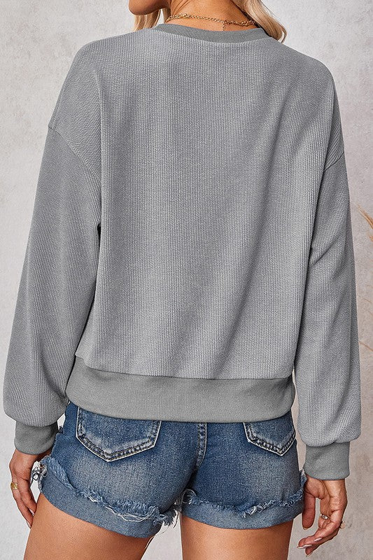 Crew Neck Purl-Knitted Relaxed Fit