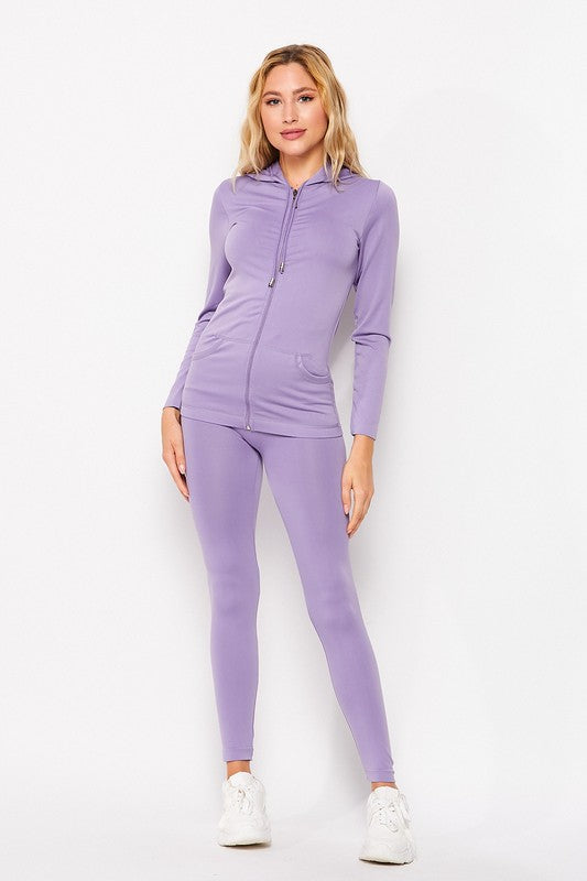 Stretchy Active Zip Up Hoodie and Legging