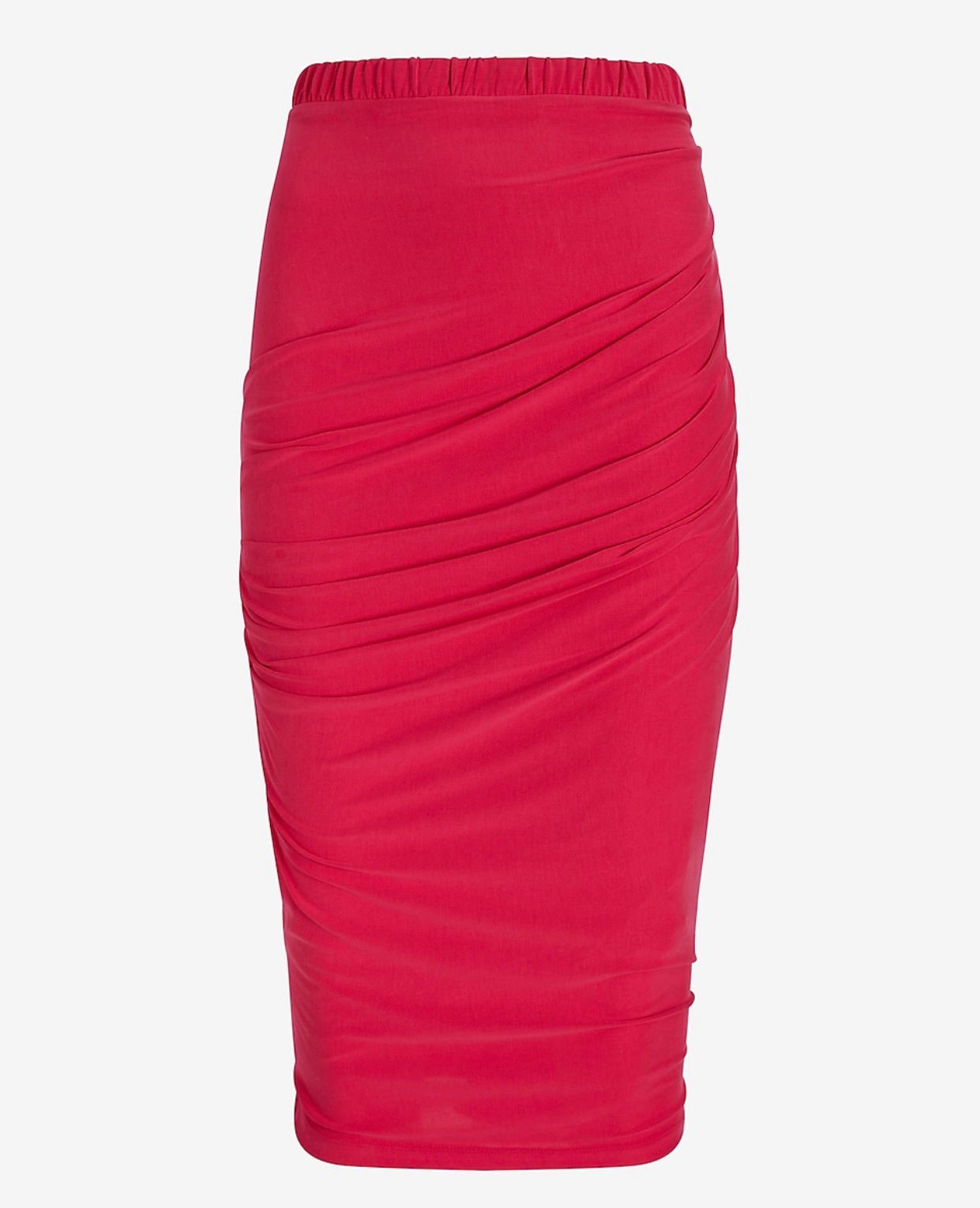 Silky Sueded Jersey High Waisted Ruched Pencil Skirt