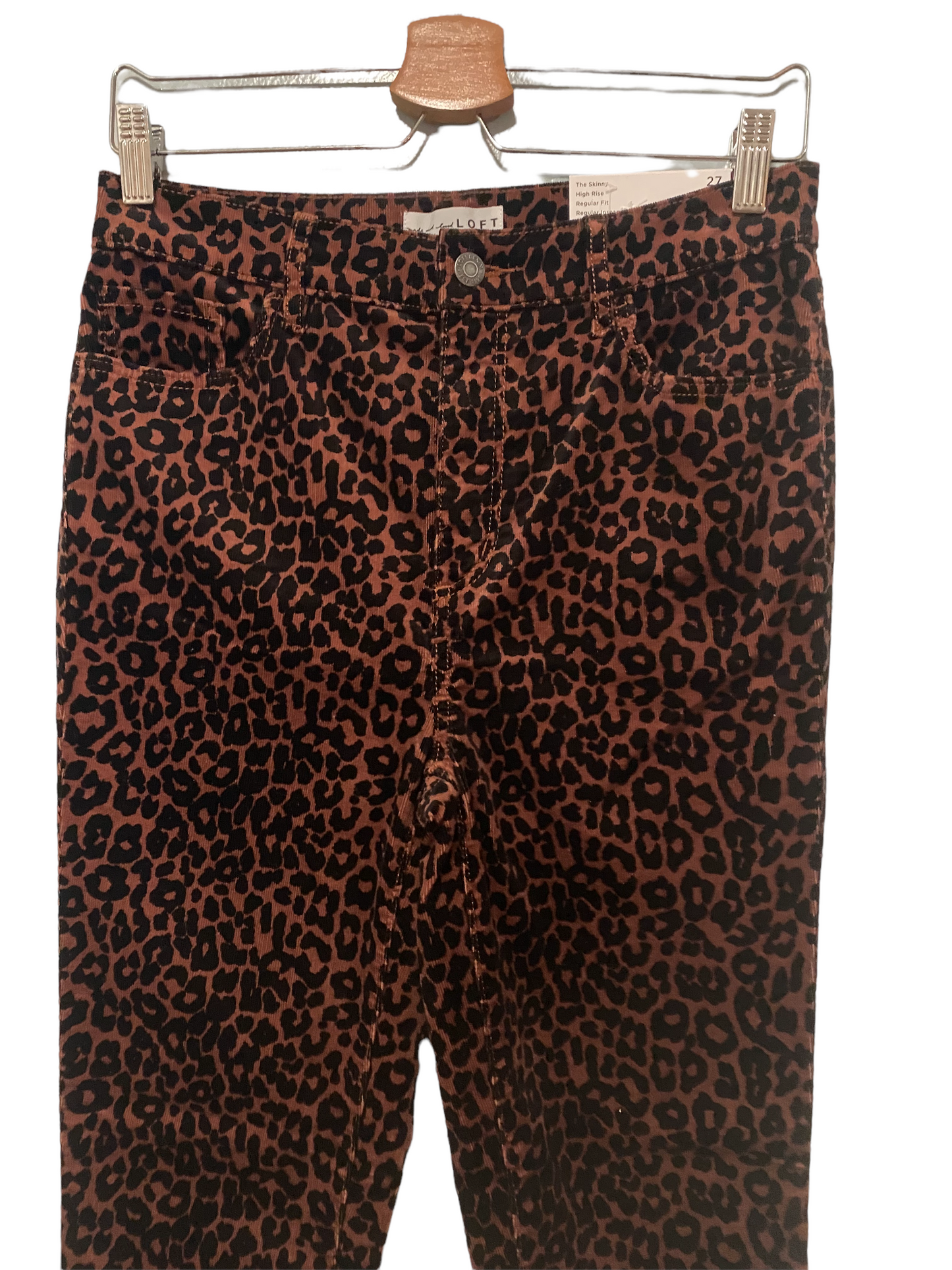 Leopard Print Skinny Corduroy Pants