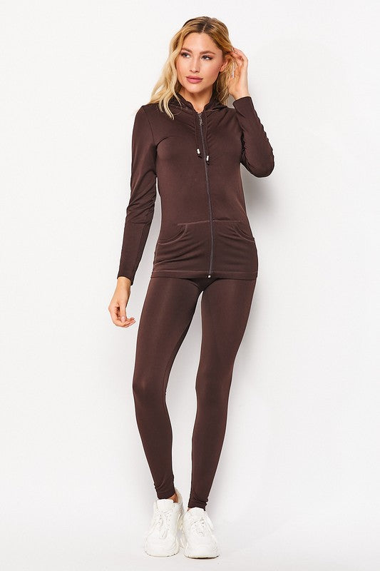Stretchy Active Zip Up Hoodie and Legging
